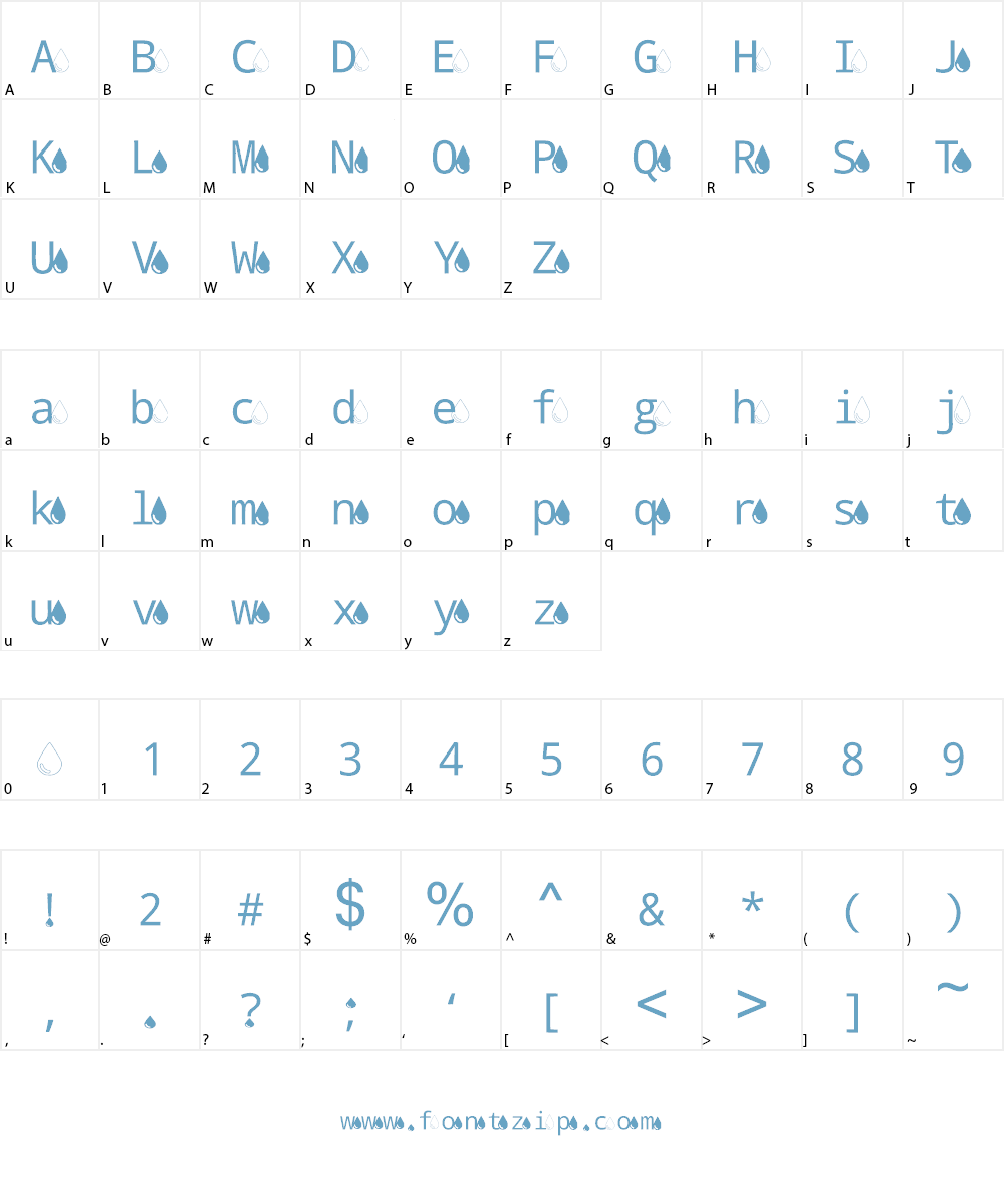 Water Way Font Character
